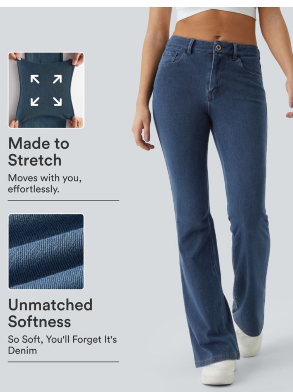 HALARA flex denim midrise Bootcut Jeans in Blue